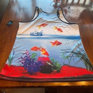 Rare SUPER CUTE Inknburn FISH TANK singlet EUC 🐠